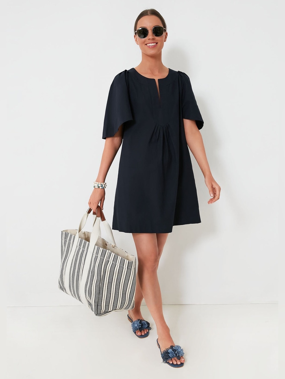 Tuckernuck Pomander Place Deep Navy Finley Flutter Sleeve Dress